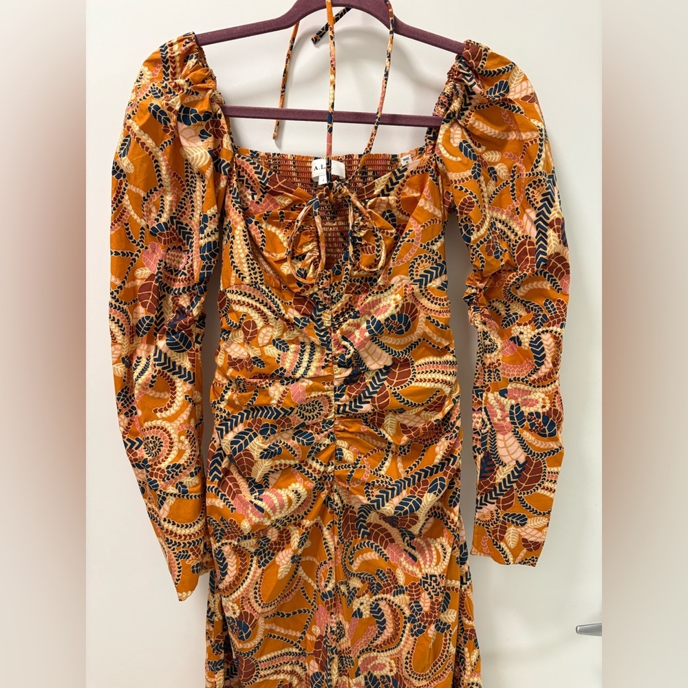 A.L.C  Paisley Print Cotton Long Dress Size 2 - Picture 5 of 14